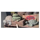 CERAMIC FROG & (2) COMPOSITE TURTLES