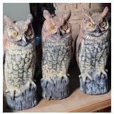 (3) PLASTIC OWLS