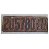 1920 INDIANA LICENSE PLATES