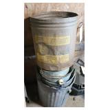 GALVANIZED TRASH CANS, BUCKET, LARD CAN