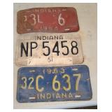 1951, 1963, 1964 INDIANA LICENSE PLATES