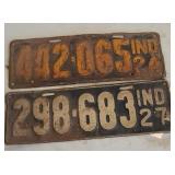 1924 & 1927 INDIANA LICENSE PLATES
