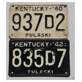 1940 & 1942 KENTUCKY LICENSE PLATES