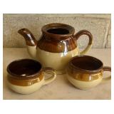 DRIP WARE TEA POT & (2) CUPS
