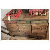 VINTAGE METAL TRAYS W/ TOP ON CART