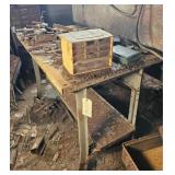 METAL WORK TABLE W/ CONTENTS
