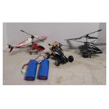 (2) HELICOPTERS & DUNE BUG W/ BATTERIES, PARTS?