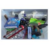 TOTE OF PAINT SUPPLIES & MISC