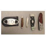 (4) KNIVES & CIGAR CUTTER