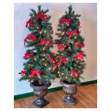 2 Decorated & 2 Plain Artificial Evergreen Trees