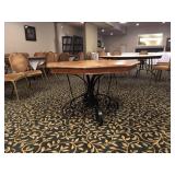 Oak Table with Wrought Iron Pedestal  #1 of 3