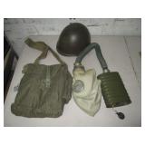 Military Gas Mask, Carry Bag, Metal Helmet