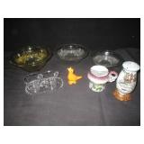 3) Stacking Glass Bowls, Cream & Sugar,