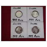 4) .999 Pure Silver Coins