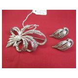 West Germany Sterling Silver Brooch / Earring Set
