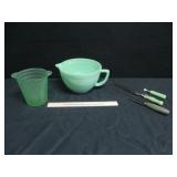Jadite Fireking Handled Bowl,Frigidaire Ice Bucket