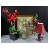 Lamp, Floral Picture, Orchid Plant, Butterfly