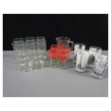 3) Glass Sets And Pitcher