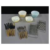 Pastwl Pyrex Dishes, Knife and Fork Set