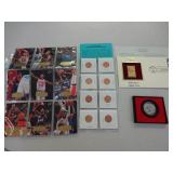 Stamp, Commemorative Medallions, Basketball Cards