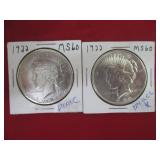2) 1922 Peace Dollars