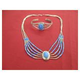 Silver Plated  Bracelet And Beaded Necklace