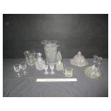 Cut Glass, Etched Glass Pitchers, Glasses,Ink Well