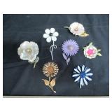 Signed Flower Brooches