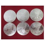 6) .999 Fine Silver Coins