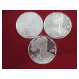 3) .999 Fine Silver Coins