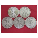 5) Liberty Half-Dollars (1918, 2-1936 & 2-1937)