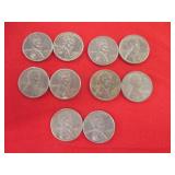 10) Steel Lincoln Wheat Pennies