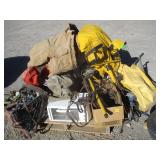 Pallet Of Horse Tack, Shop Light, Rain Gear