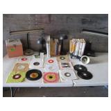 78 speed Records, Desk Lamps, Books