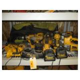 Dewalt Cordless Set; Drills, Impacts, Rotary Saw