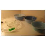 3 Pyrex Bowl Set, Corning Ware Platter, Candy Dish