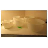 5) Pyrex White Glass Mixer Bowls