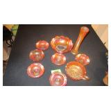 Carnival Glass Dessert  Bowl & 6) Matching Bowls