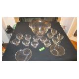 Punch Bowl Set, 12 Cups & Heart Shaped Dishes