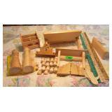 Wood Display Shelves, 3) Yard Sticks, 3) Wood