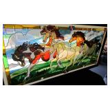 Hand Painted Glass Horse Framed Art