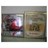 Red Dog And Olympia Mirrored Bar Signs