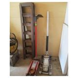 2) Auto Floor Jacks, Metal Ramps