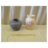 McCoy White/Pink Vase and Blue Vase