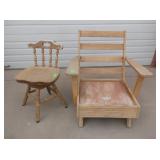 Ranch Oak Rocker and Wood Chair