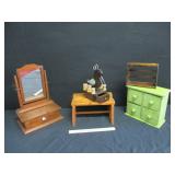 Small Mirror Drawer, Wood Bench, Store Egg