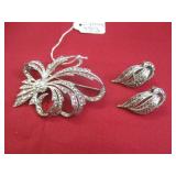 West Germany Sterling Silver Brooch / Earring Set