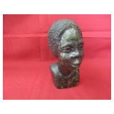 Green Serpentine Bust Of Man African Carved Stone