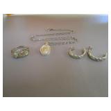 Sterling Necklace, Ring (6.5), Earrings