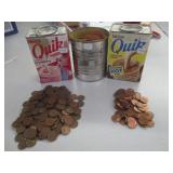 Strawberry Quik Can With 1970s Pennies